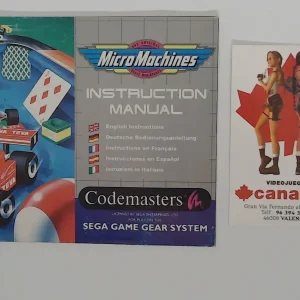 Micro Machines manual suelto Game Gear